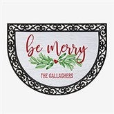 Watercolor Wreath Personalized Half Round Christmas Doormat - 24844