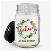 Watercolor Wreath Personalized Farmhouse Candle Jars - 24858