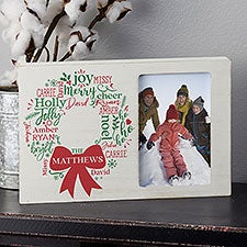 Personalized Christmas Picture Frames - Merry Mistletoe Wreath - 24885