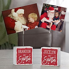 Picture With Santa Personalized Photo Clip Holder Block - 24886