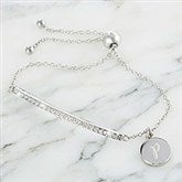 Rhinestone Bar Personalized Initial Bolo Bracelet - 24891