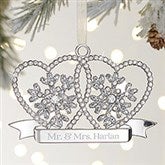 Wedding Hearts Personalized Rhinestone Christmas Ornament - 24898