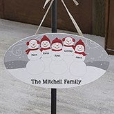 Snowman Family Personalized Oval Wood Sign - 24899