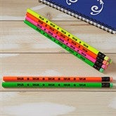 Personalized Pencils - Name & Icons - Set of 12 Assorted Neon Pencils - 24947