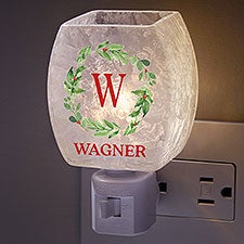 Watercolor Wreath Personalized Frosted Christmas Night Light - 24951