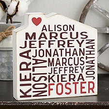 Family Home Word Art Personalized House Shelf Block - 24955