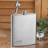 Personalized Silver Pocket Flask With Embossed Monogram - 2496
