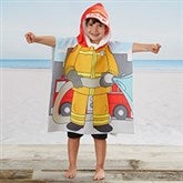 Firefighter Personalized Kids Poncho Beach & Pool Towel - 24961