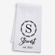 Laurel Monogram Personalized Waffle Weave Kitchen Towel - 24969