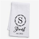 Laurel Monogram Personalized Waffle Weave Kitchen Towel - 24969