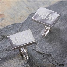 Personalized Silver Engraved Cuff Links - Herrington Collection - 2497