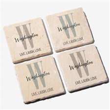 Farmhouse Initial Personalized Tumbled Stone Coasters - Set of 4 - 24999