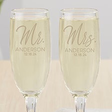 Stamped Elegance Personalized Wedding Champagne Flute Set - 25008