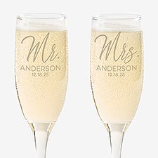 Stamped Elegance Personalized Wedding Champagne Flute Set - 25008