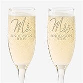 Stamped Elegance Personalized Wedding Champagne Flute Set - 25008