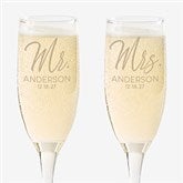Stamped Elegance Personalized Wedding Champagne Flute Set - 25008
