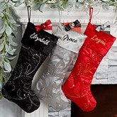 Damask Patterned Personalized Christmas Stockings - 25049