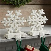 White Cast Iron Snowflake Stocking Holder - 25052