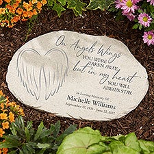 On Angels Wings Personalized Memorial Garden Stone - 25065