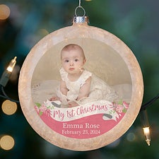 Babys 1st Christmas Lightable Frosted Glass Photo Ornaments - 25070