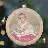 Babys 1st Christmas Lightable Frosted Glass Photo Ornaments - 25070