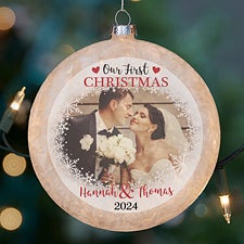 Our First Christmas Lightable Frosted Glass Photo Ornaments - 25071