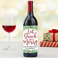 Eat, Drink & Be Merry Personalized Wine Bottle Labels - 25077