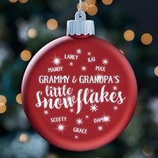 Little Snowflakes Personalized LED Light Up Red Glass Ornament - 25145