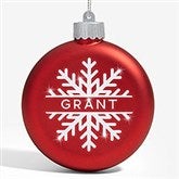 Snowflake Name Personalized LED Light Up Red Glass Ornament - 25147