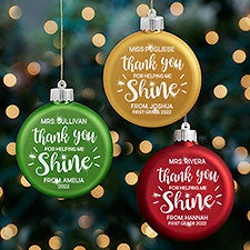Teacher Personalized LED Light Up Red Glass Ornament - 25148