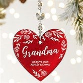 For Her Personalized Metallic Red Glass Heart Ornament - 25150