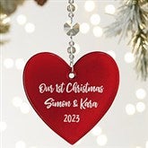 Personalized Metallic Red Heart Glass Ornaments - 25151