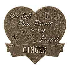 Personalized Pet Memorial Plaques - Paw Print Heart - 25225