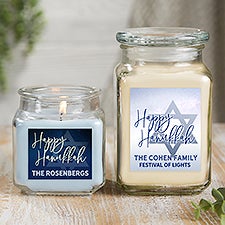 Hanukkah Personalized Scented Glass Candle Jars - 25280