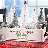 Watercolor Wreath Personalized Christmas Wood Centerpiece Box - 25377