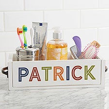 Boys Colorful Name Personalized Wood Bathroom Storage Box - 25383