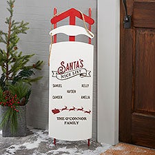 Santas Nice List Personalized Wood Christmas Sled Decor - 25398