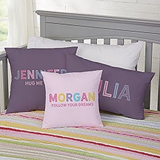 Girls Colorful Name Personalized Throw Pillows - 25423