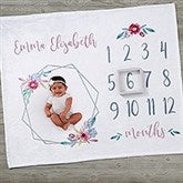 Geo Prism Monthly Milestone Personalized Baby Fleece Blanket - 25439