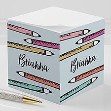 Playful Pencils Personalized Paper Note Cube - 25462