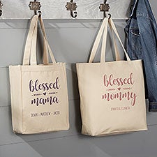 Personalized Mothers Day Canvas Gift Bag w/Names - Customized Floral Mom  Large Goodie Bags Custom Tote for Mother's Gifts Mommy Grandma from  Daughter