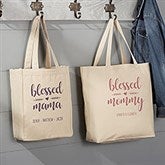 Blessed Mama Personalized Canvas Tote Bags - 25531