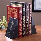 Personalized Medical Marble Bookends - Caduceus Design - 2554