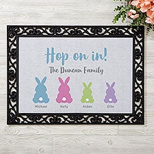 Pastel Bunny Family Character Personalized Easter Doormats - 25542