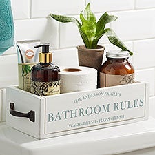 Family Market Personalized Decorative Wood Bathroom Storage Box - 25564