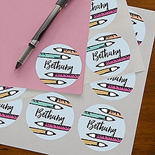 Playful Pencils Personalized Name Stickers - 25609