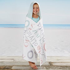 Girls Name Personalized Kids Hooded Beach  Pool Towel - 25628