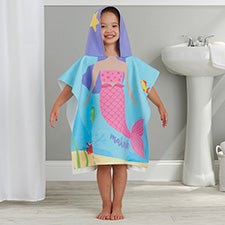 Mermaid Personalized Kids Hooded Poncho Bath Towel - 25635