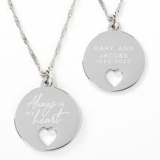 Always In My Heart Personalized Memorial Necklace - 25667