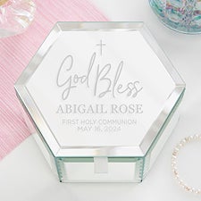 God Bless Personalized Mirrored Jewelry Box - 25670